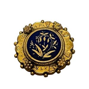 Vintage Frierich gold and blue enamel brooch( missing pin back)